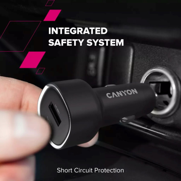 Фото - Автомобільний зарядний пристрій Canyon OnDrive 85 PD 85W USB-A+USB-C Black (CNE-CCABR8AC)