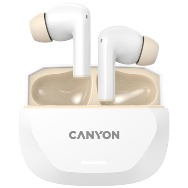 Фото - Навушники вкладиші бездротові TWS Canyon Hexagon 7 TWS ANC+ENC Wireless Charge White Beige (CNS-TWS7WB)