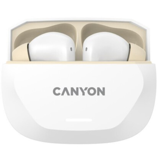 Фото - Навушники вкладиші бездротові TWS Canyon Hexagon 7 TWS ANC+ENC Wireless Charge White Beige (CNS-TWS7WB)