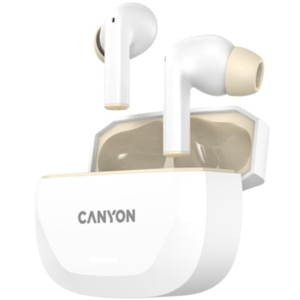 Фото - Навушники вкладиші бездротові TWS Canyon Hexagon 7 TWS ANC+ENC Wireless Charge White Beige (CNS-TWS7WB)