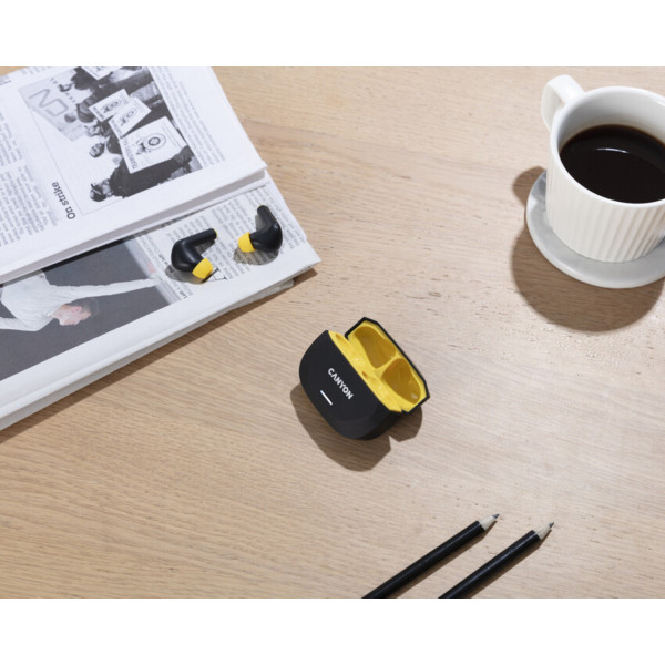 Фото - Навушники вкладиші бездротові TWS Canyon Hexagon 7 TWS ANC+ENC Wireless Charge Black Yellow (CNS-TWS7BY)