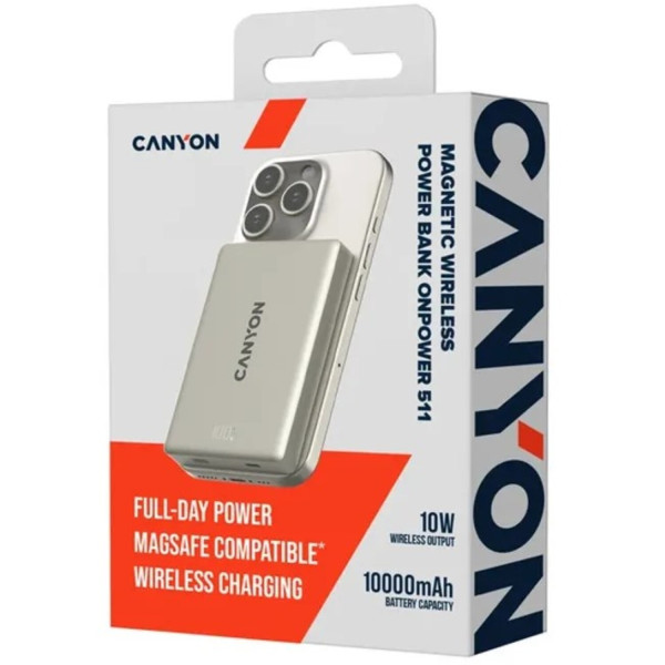 Фото - Батарея мобільна Canyon 511 magnetic 10000mAh Aluminium Star Grey (CNS-CPB511G)