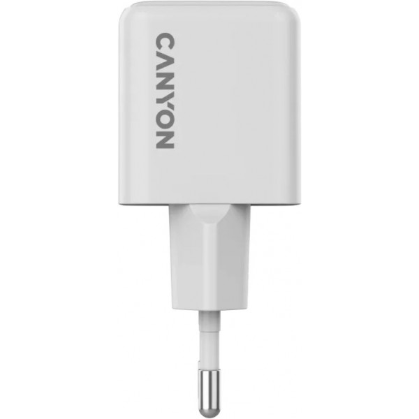Фото - Мережевий зарядний пристрій Canyon CU20AC GaN 20W 1xPD 1xQC White (CNS-CUW20AC)
