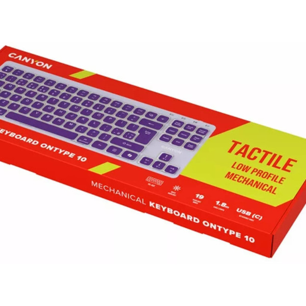 Фото - Клавіатура дротова Canyon OnType 10 TKL Mechanical Silent Low-profile Violet (CNS-HKB10V)