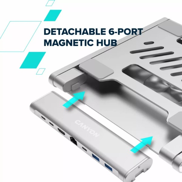 Фото - Підставка під ноутбук Canyon OnStand 2 Hub 6-in-1 Aluminium (CNS-SDS2)