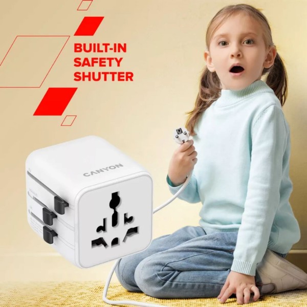 Фото - Мережевий зарядний пристрій Canyon OnTour One Travel Adapter EU/UK/US/AUS White (CNS-TA1005W)