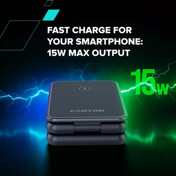 Фото - Бездротовий зарядний пристрій Canyon OnCharge 309 15W 3in1 Metal (CNS-WCS309M)