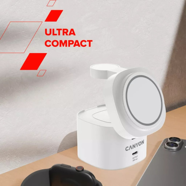 Фото - Бездротовий зарядний пристрій Canyon OnCharge 405 White 4-в-1 (CNS-WCS405WW/A)