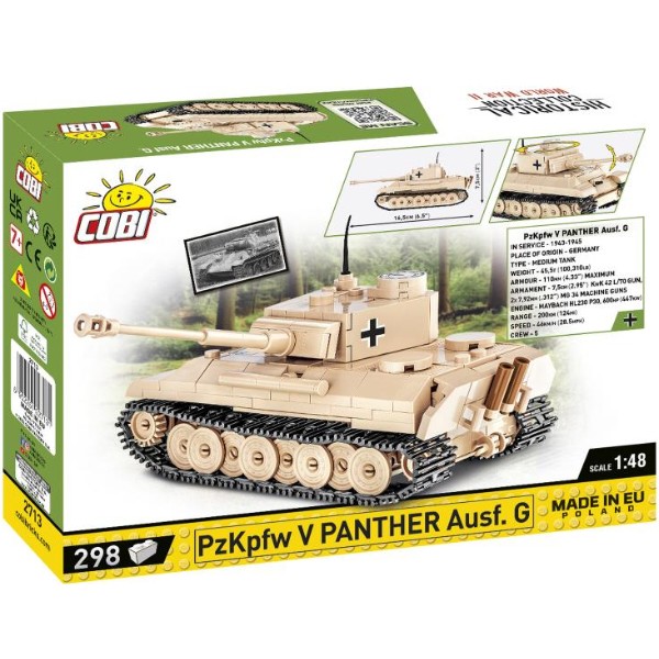 Фото - Пластиковий конструктор Cobi Друга Світова Війна Танк Panzer V Пантера 298 деталей (COBI-2713)