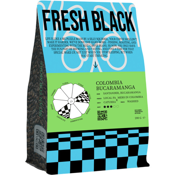 Фото - Кава в зернах Fresh Black mono Colombia Bucaramanga espresso 200г