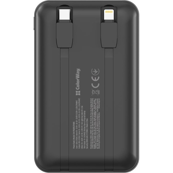 Фото - Батарея мобильная Colorway 20 000 mAh DigiPower USB QC4.0 + USB-C PD45W Black (CW-PB200LP04BK)