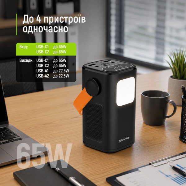 Фото - Батарея мобільна Colorway 40 000 mAh NightWork USB QC4.0 + USB-C PD65W Black (CW-PB400LP06BK)