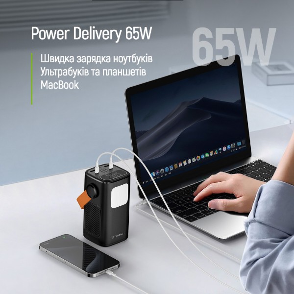 Фото - Батарея мобільна Colorway 40 000 mAh NightWork USB QC4.0 + USB-C PD65W Black (CW-PB400LP06BK)