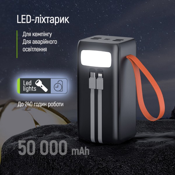 Фото - Батарея мобільна Colorway 50 000 mAh PowerView USB QC4.0 + USB-C PD22.5W Black (CW-PB500LP02BK)