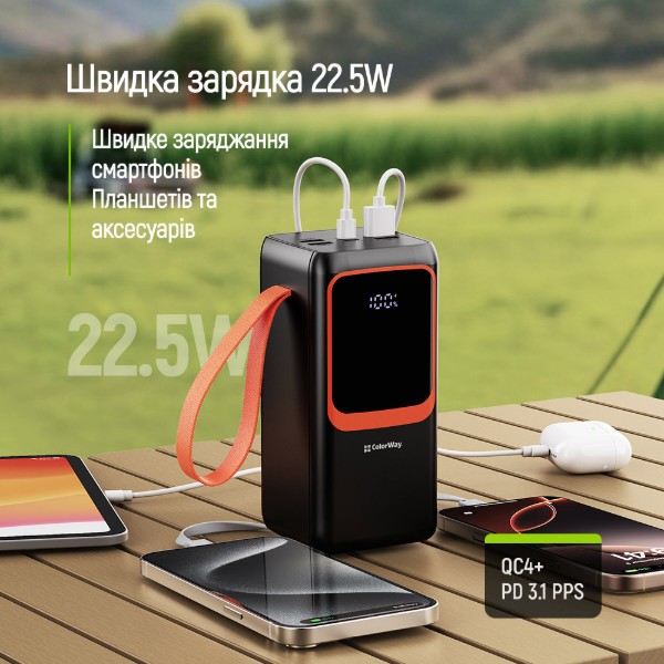 Фото - Батарея мобільна Colorway 50 000 mAh PowerView USB QC4.0 + USB-C PD22.5W Black (CW-PB500LP02BK)