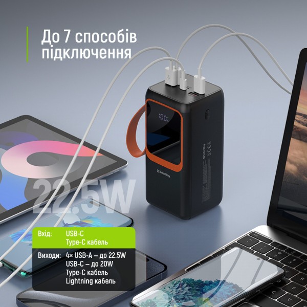 Фото - Батарея мобільна Colorway 50 000 mAh PowerView USB QC4.0 + USB-C PD22.5W Black (CW-PB500LP02BK)