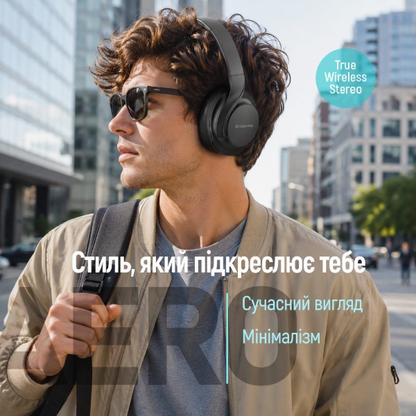 Фото - Навушники повнорозмірні бездротові Colorway AERO ANC Black (CW-HBT02BK)