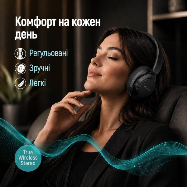 Фото - Навушники повнорозмірні бездротові Colorway AERO ANC Black (CW-HBT02BK)