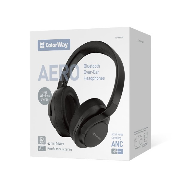 Фото - Навушники повнорозмірні бездротові Colorway AERO ANC Black (CW-HBT02BK)