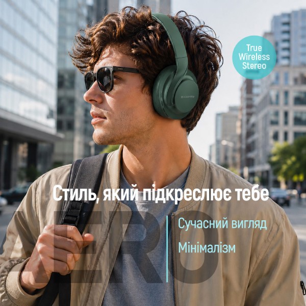 Фото - Наушники полноразмерные беспроводные Colorway AERO ANC Green (CW-HBT02G)
