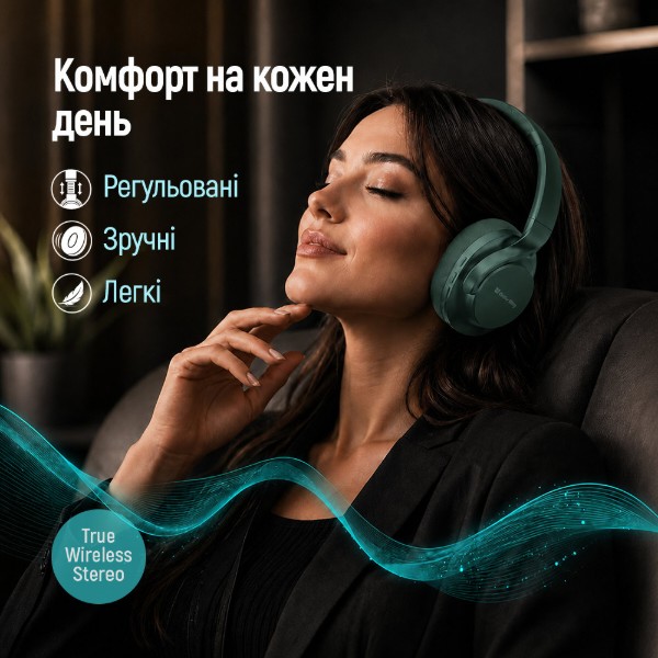 Фото - Наушники полноразмерные беспроводные Colorway AERO ANC Green (CW-HBT02G)