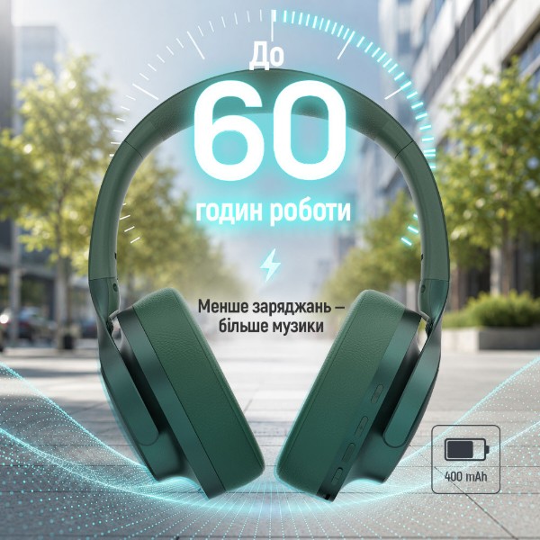 Фото - Наушники полноразмерные беспроводные Colorway AERO ANC Green (CW-HBT02G)