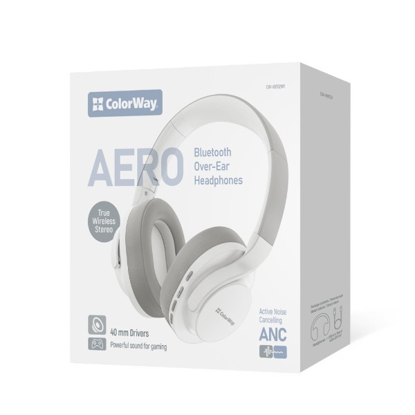 Фото - Наушники полноразмерные беспроводные Colorway AERO ANC White (CW-HBT02WT)