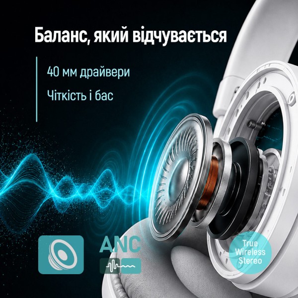 Фото - Наушники полноразмерные беспроводные Colorway AERO ANC White (CW-HBT02WT)