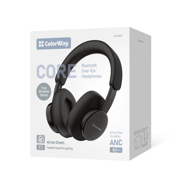 Фото - Наушники полноразмерные беспроводные Colorway CORE ANC Black (CW-HBT03BK)