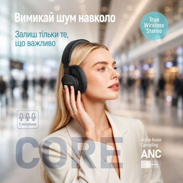 Фото - Наушники полноразмерные беспроводные Colorway CORE ANC Black (CW-HBT03BK)