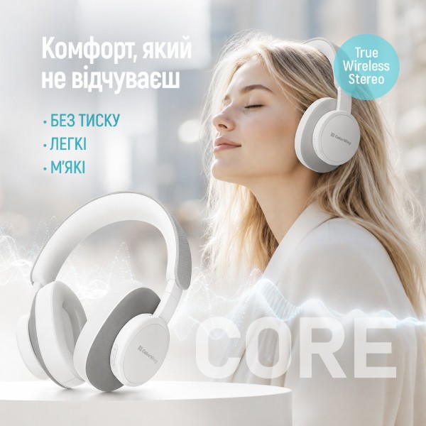 Фото - Навушники повнорозмірні бездротові Colorway CORE ANC White-Gray (CW-HBT03WG)