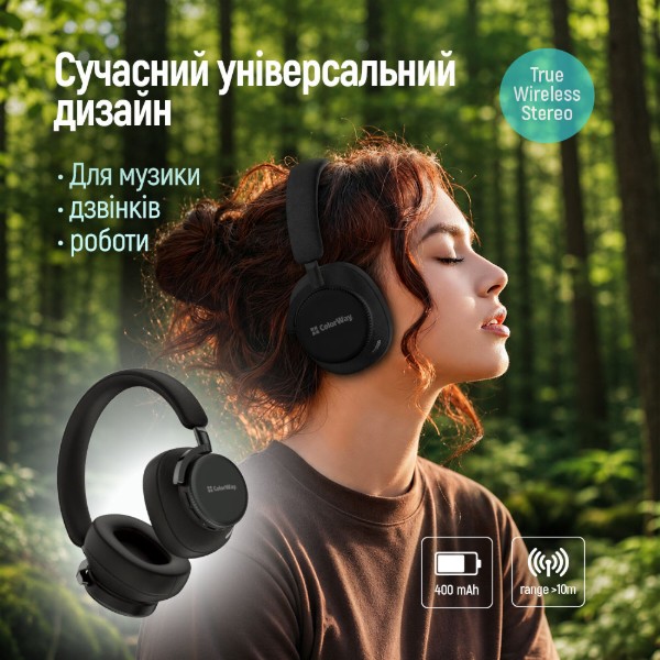 Фото - Наушники полноразмерные беспроводные Colorway PRIME Black (CW-HBT01BK)
