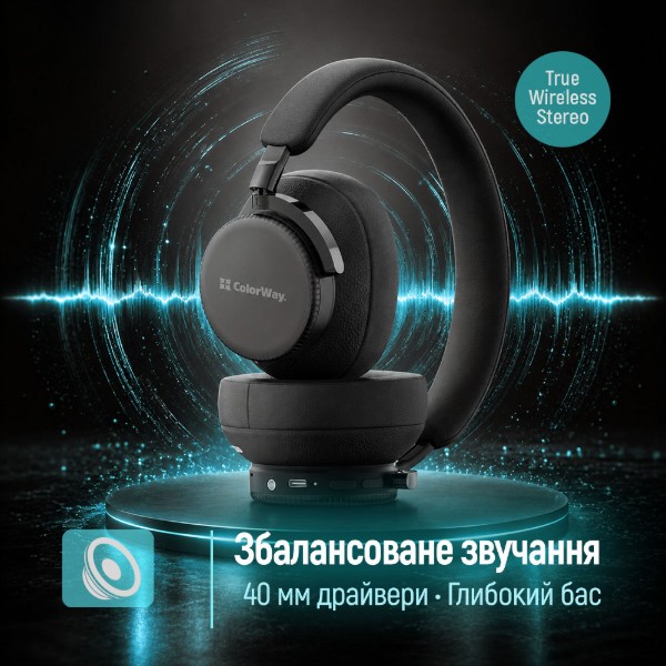 Фото - Наушники полноразмерные беспроводные Colorway PRIME Black (CW-HBT01BK)