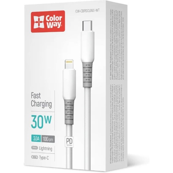 Фото - Кабель Colorway Type-C - Apple Lightning 1м White (CW-CBPDCL093-WT)