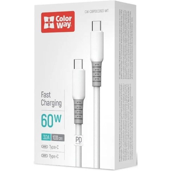 Фото - Кабель Colorway Type-C - Type-C 1м White (CW-CBPDCC093-WT)