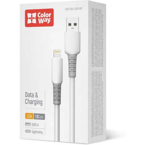 Фото - Кабель Colorway USB - Apple Lightning 3А 1м White (CW-CBUL093-WT)