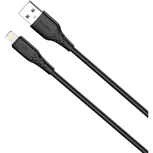 Фото - Кабель Colorway USB - Apple Lightning 3А 2м Black (CW-CBUL095-BK)