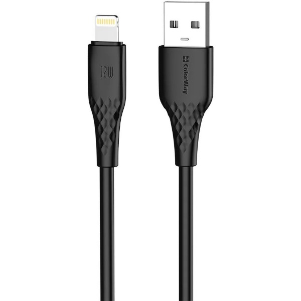 Фото - Кабель Colorway USB - Apple Lightning 3А 2м Black (CW-CBUL095-BK)