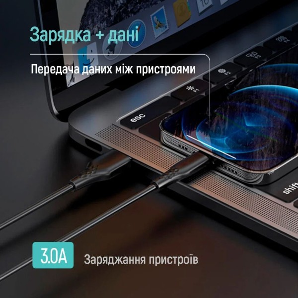 Фото - Кабель Colorway USB - Apple Lightning 3А 2м Black (CW-CBUL095-BK)