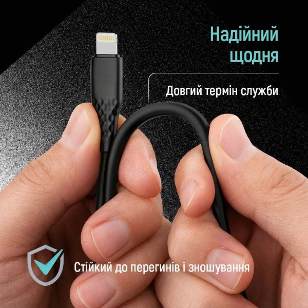 Фото - Кабель Colorway USB - Apple Lightning 3А 2м Black (CW-CBUL095-BK)