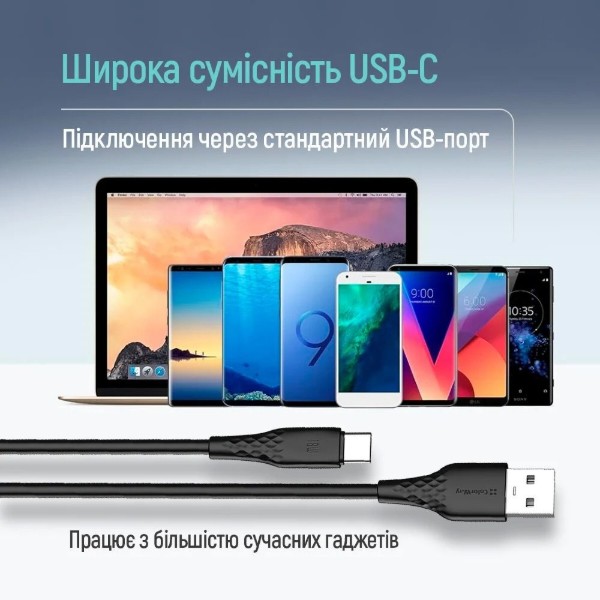 Фото - Кабель USB Type-C - USB Type-B Colorway USB - Type-C 2м Black (CW-CBUC095-BK)
