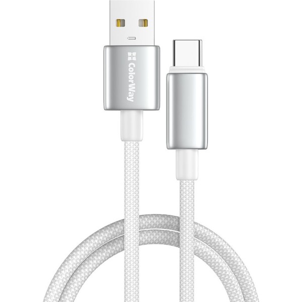 Фото - Кабель Colorway USB - Type-C (zinc alloy braided) 3А 1м 
White (CW-CBUC098-WT)