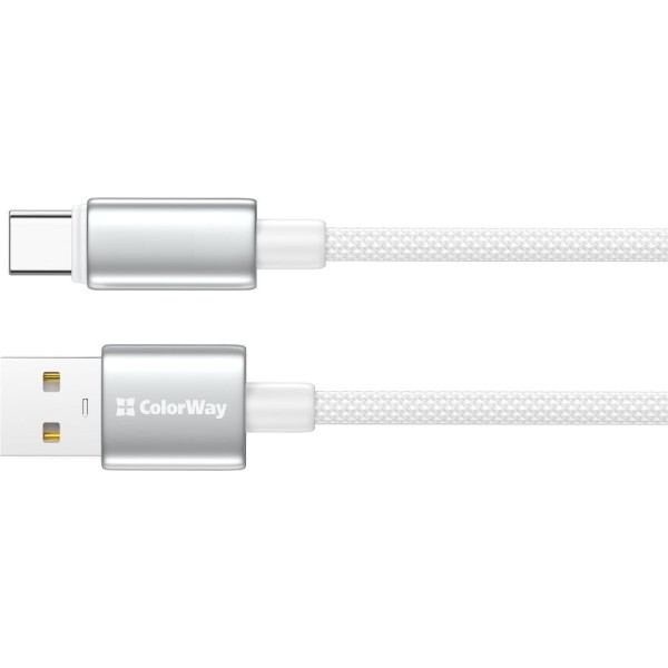 Фото - Кабель Colorway USB - Type-C (zinc alloy braided) 3А 1м 
White (CW-CBUC098-WT)
