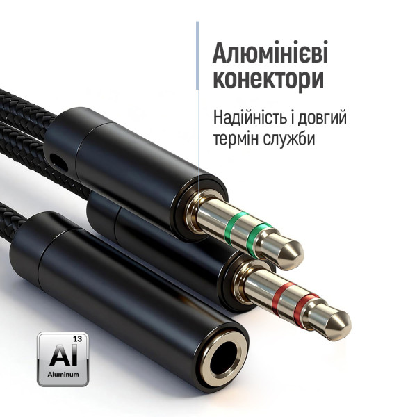 Фото - Перехідник Colorway 3.5мм AF в 3.5 мм 2 AM 1м (CW-AD-J2MJ)