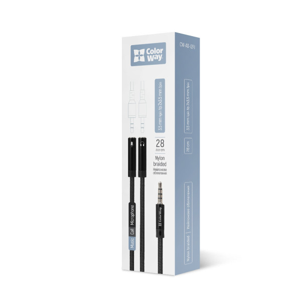 Фото - Переходник Colorway 3.5мм AM в 3.5 мм 2 AF 28 см (CW-AD-J2FJ)