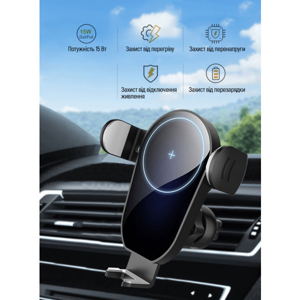 Фото - Тримач для мобільного пристрою Colorway AutoSense Car Wireless Charger 15W Black (CW-CHAW025Q-BK)
