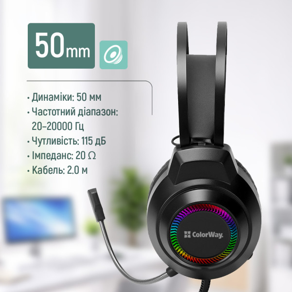 Фото - Гарнитура проводная игровая Colorway BlazeCore RGB Black (CW-HPG03BK)