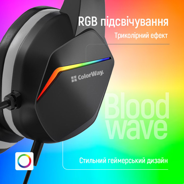 Фото - Гарнітура дротова ігрова Colorway Bloodwave LED Black (CW-HPG01BK)