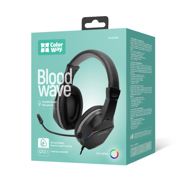 Фото - Гарнітура дротова ігрова Colorway Bloodwave LED Black (CW-HPG01BK)