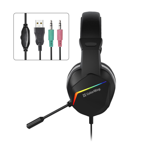 Фото - Гарнітура дротова ігрова Colorway Bloodwave LED Black (CW-HPG01BK)
